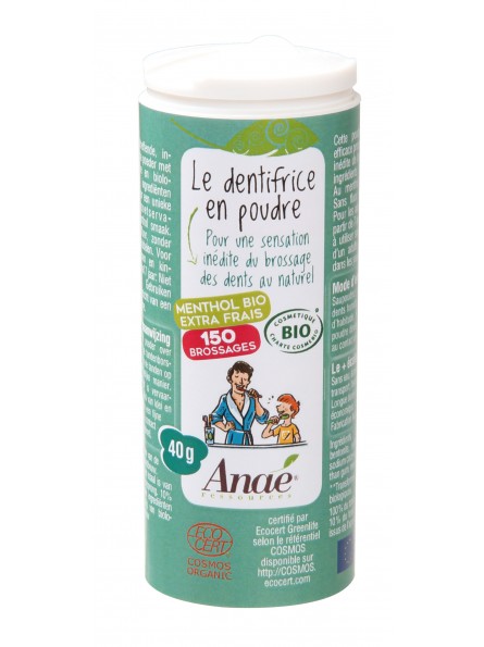 Anaé - Dentifrice en Poudre - Menthol - Pot Carton - 40 grammes